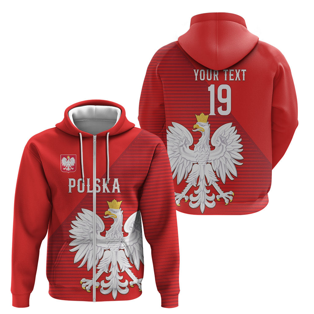 Custom Poland Football Zip Hoodie Go Bialo-Czerwoni Champions Red