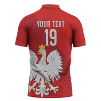 Custom Poland Football Zipper Polo Shirt Go Bialo-Czerwoni Champions Red