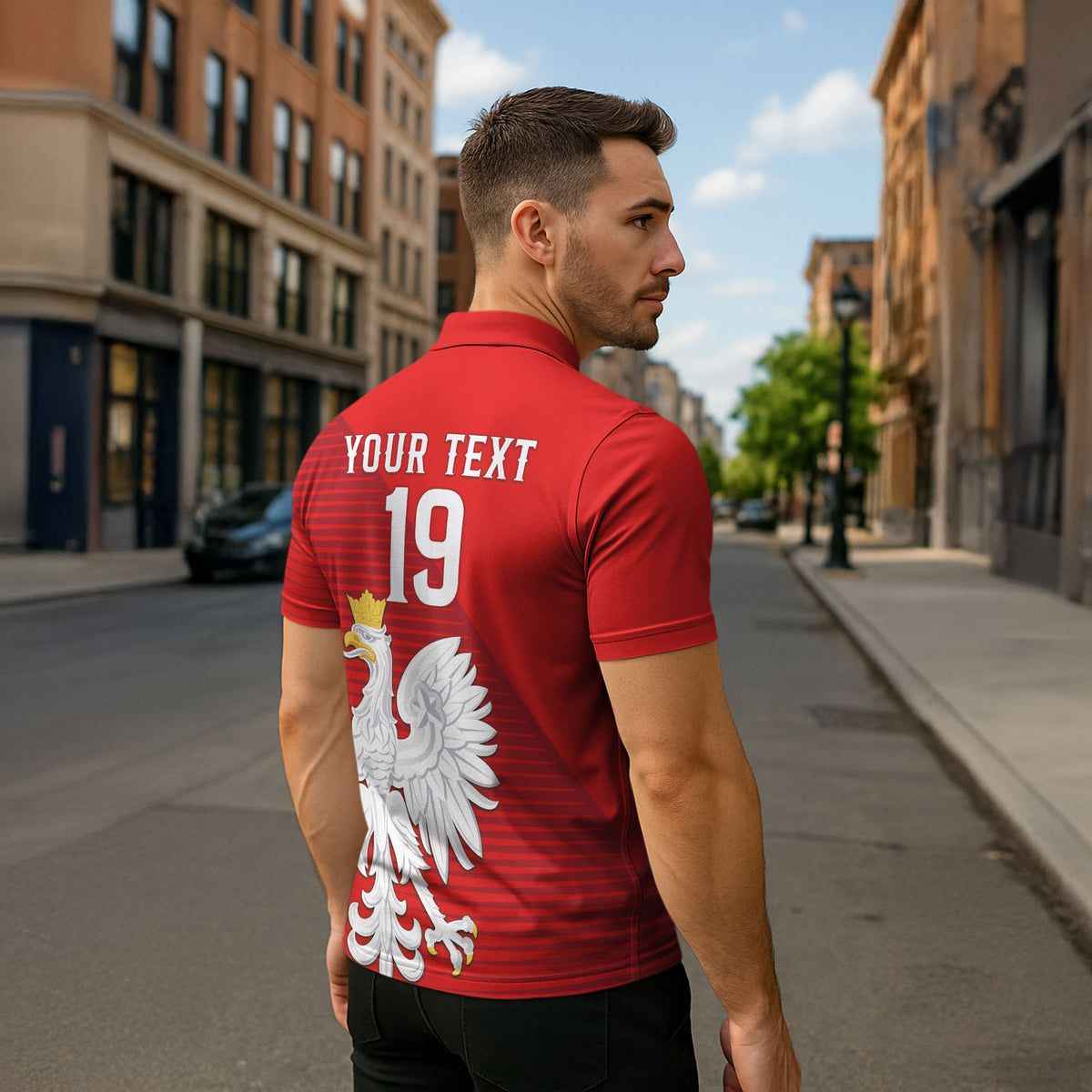 Custom Poland Football Zipper Polo Shirt Go Bialo-Czerwoni Champions Red
