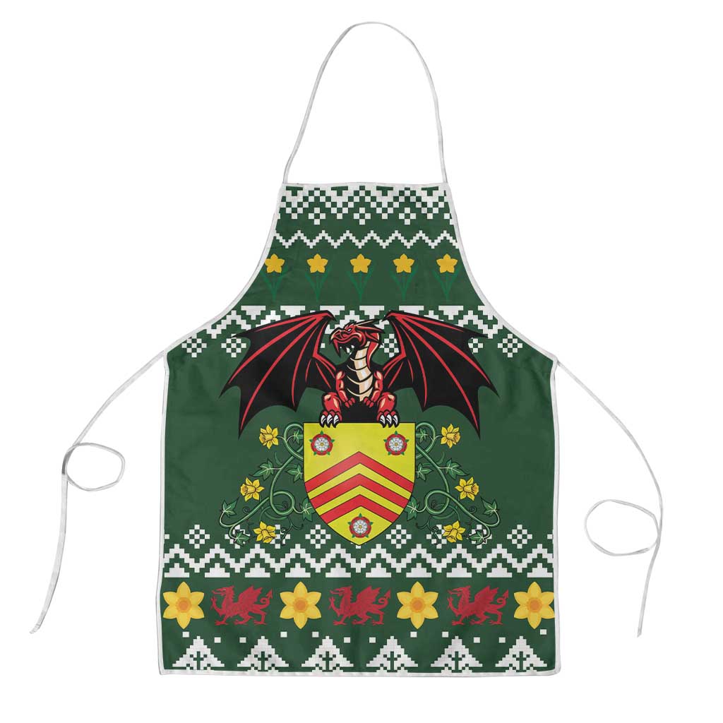 Glamorgan Wales Christmas Apron Cymru Dragon And Daffodil - Wonder Print Shop