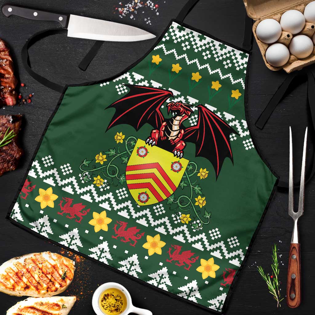 Glamorgan Wales Christmas Apron Cymru Dragon And Daffodil - Wonder Print Shop