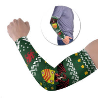 Glamorgan Wales Christmas Arm Sleeves Cymru Dragon And Daffodil - Wonder Print Shop