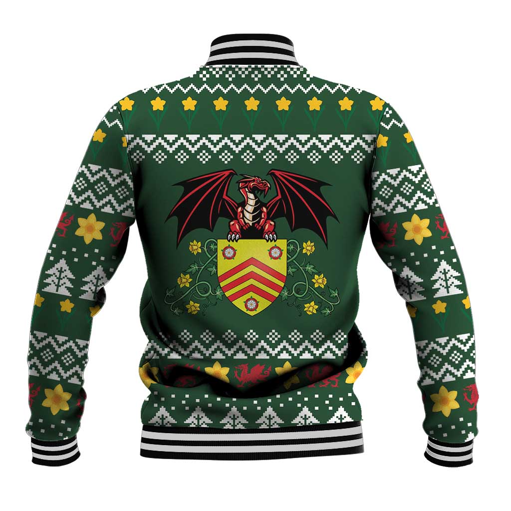 Glamorgan Wales Christmas Baseball Jacket Cymru Dragon And Daffodil - Wonder Print Shop
