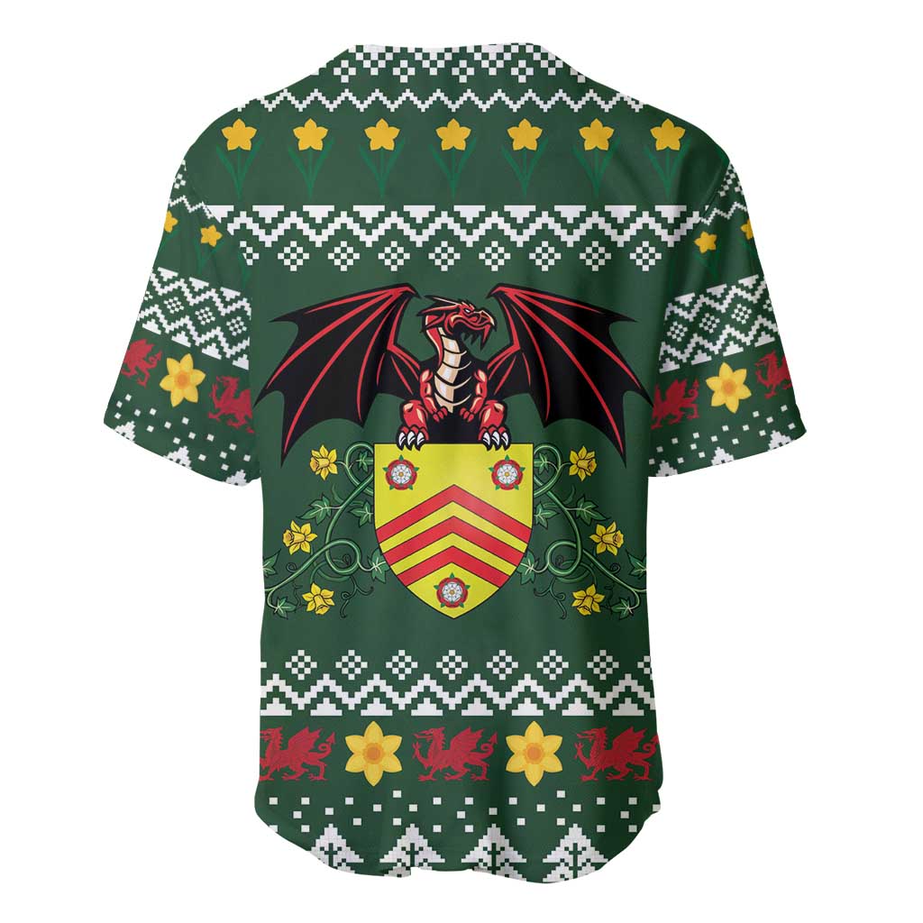Glamorgan Wales Christmas Baseball Jersey Cymru Dragon And Daffodil - Wonder Print Shop