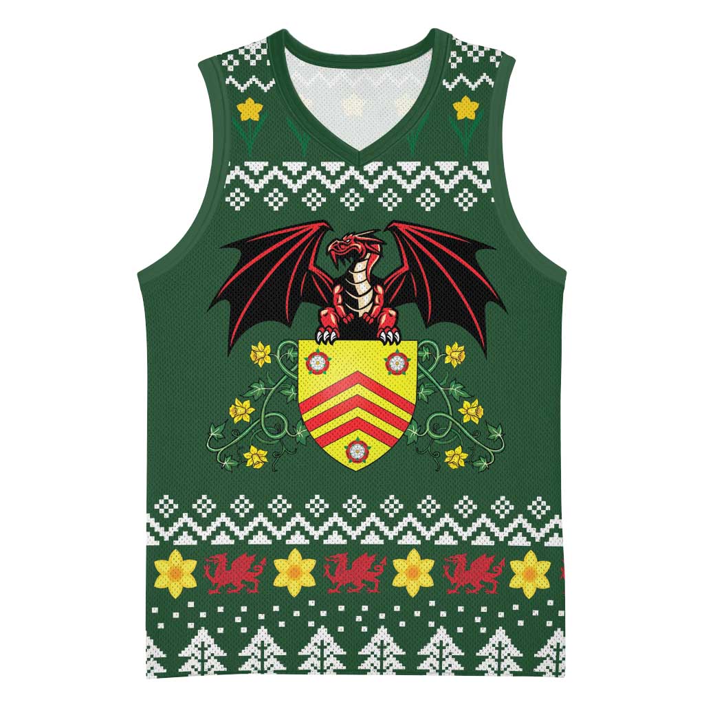 Glamorgan Wales Christmas Basketball Jersey Cymru Dragon And Daffodil - Wonder Print Shop