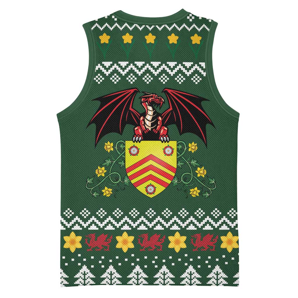 Glamorgan Wales Christmas Basketball Jersey Cymru Dragon And Daffodil - Wonder Print Shop