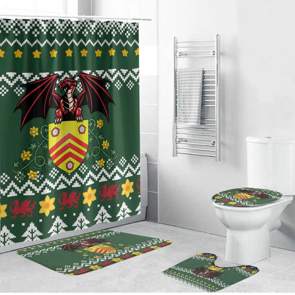 Glamorgan Wales Christmas Bathroom Set Cymru Dragon And Daffodil - Wonder Print Shop