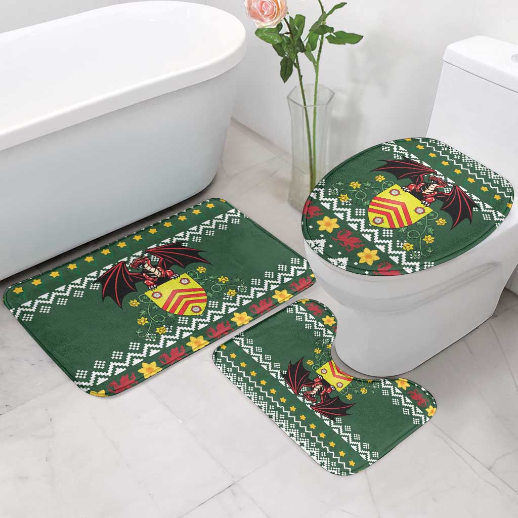 Glamorgan Wales Christmas Bathroom Set Cymru Dragon And Daffodil - Wonder Print Shop
