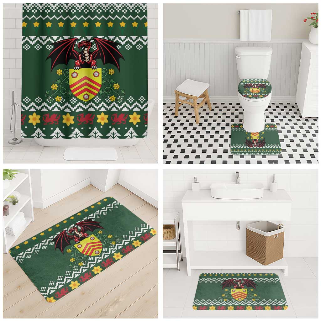 Glamorgan Wales Christmas Bathroom Set Cymru Dragon And Daffodil - Wonder Print Shop