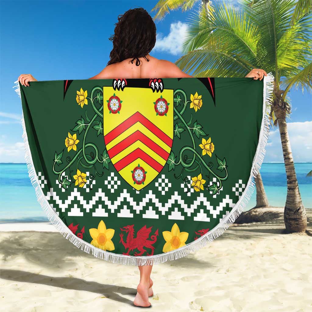 Glamorgan Wales Christmas Beach Blanket Cymru Dragon And Daffodil - Wonder Print Shop
