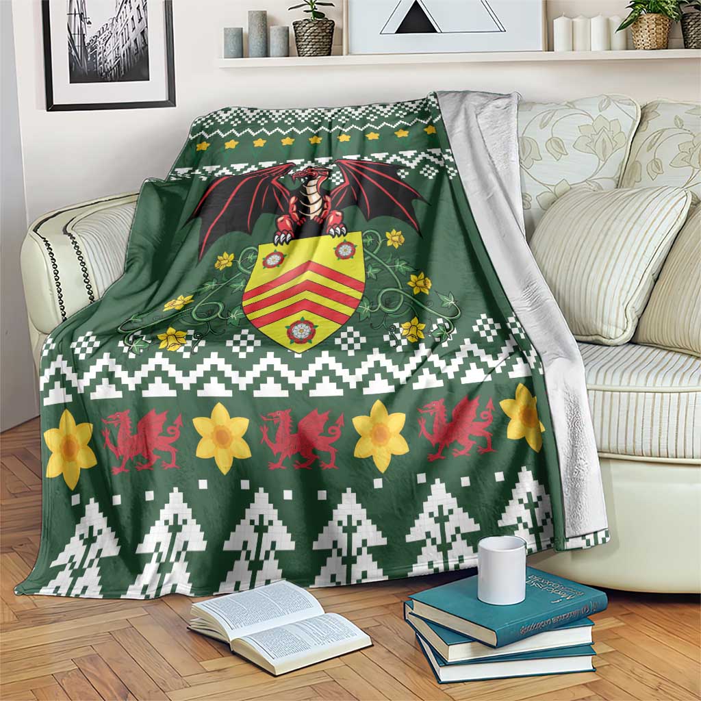 Glamorgan Wales Christmas Blanket Cymru Dragon And Daffodil - Wonder Print Shop