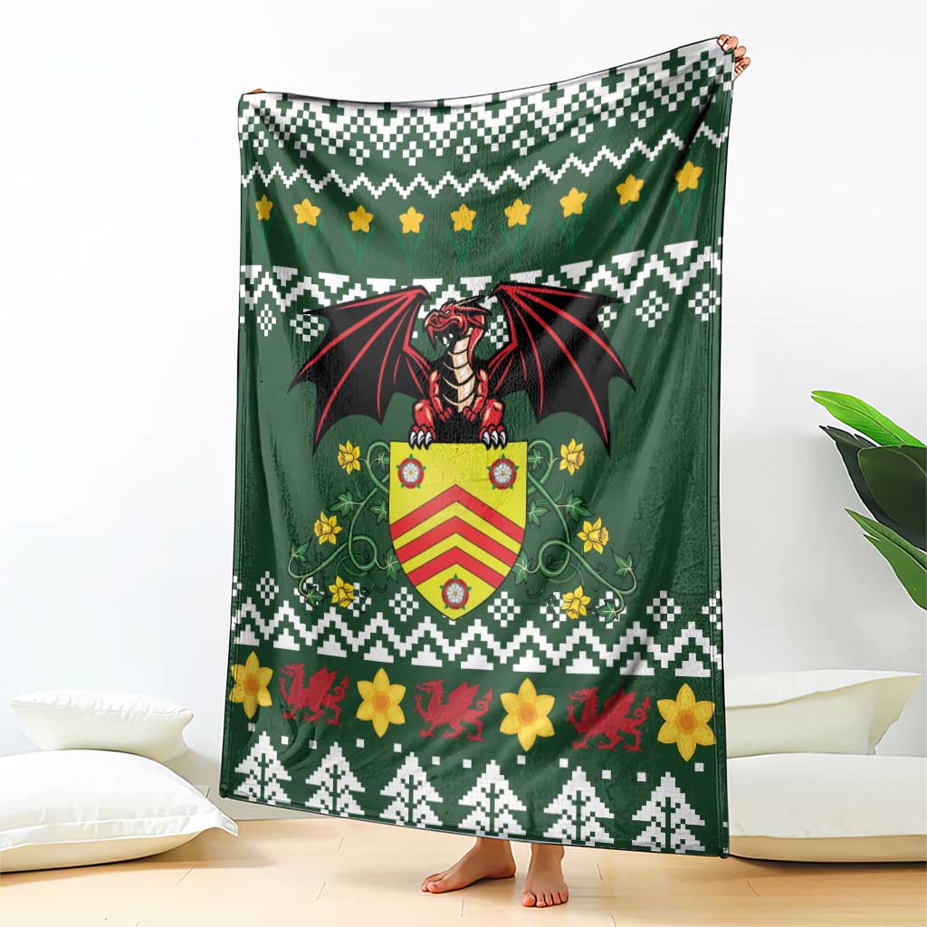 Glamorgan Wales Christmas Blanket Cymru Dragon And Daffodil - Wonder Print Shop