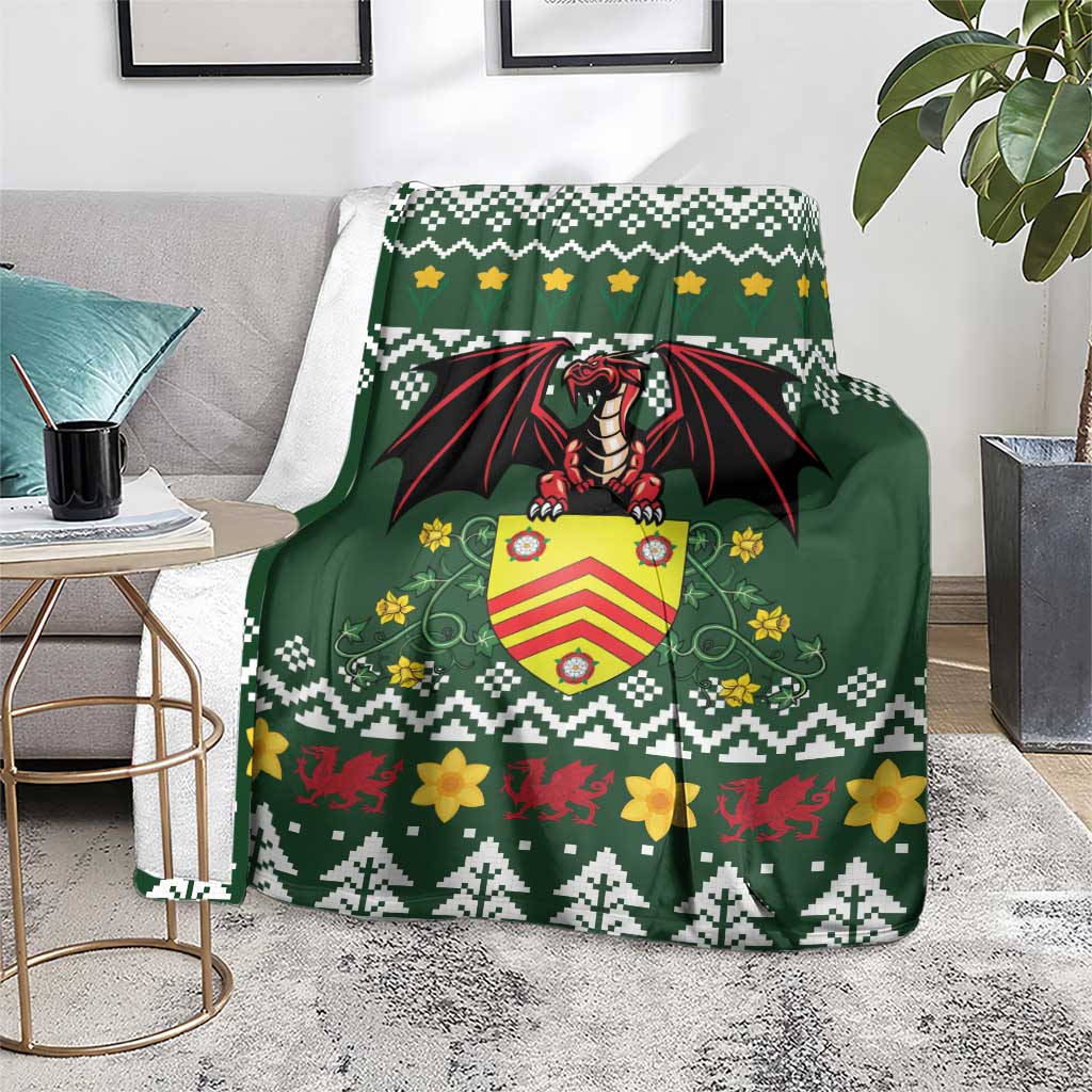 Glamorgan Wales Christmas Blanket Cymru Dragon And Daffodil - Wonder Print Shop