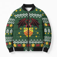 Glamorgan Wales Christmas Bomber Puffer Jacket Cymru Dragon And Daffodil - Wonder Print Shop