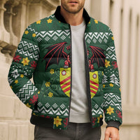 Glamorgan Wales Christmas Bomber Puffer Jacket Cymru Dragon And Daffodil - Wonder Print Shop