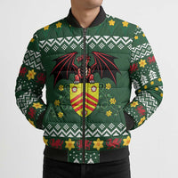 Glamorgan Wales Christmas Bomber Puffer Jacket Cymru Dragon And Daffodil - Wonder Print Shop