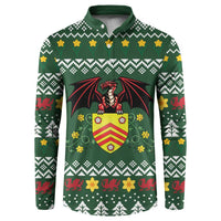 Glamorgan Wales Christmas Button Sweatshirt Cymru Dragon And Daffodil - Wonder Print Shop
