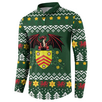 Glamorgan Wales Christmas Button Sweatshirt Cymru Dragon And Daffodil - Wonder Print Shop