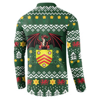 Glamorgan Wales Christmas Button Sweatshirt Cymru Dragon And Daffodil - Wonder Print Shop