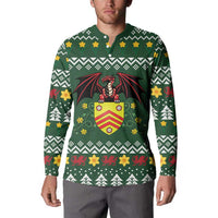 Glamorgan Wales Christmas Button Sweatshirt Cymru Dragon And Daffodil - Wonder Print Shop