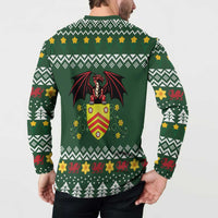 Glamorgan Wales Christmas Button Sweatshirt Cymru Dragon And Daffodil - Wonder Print Shop