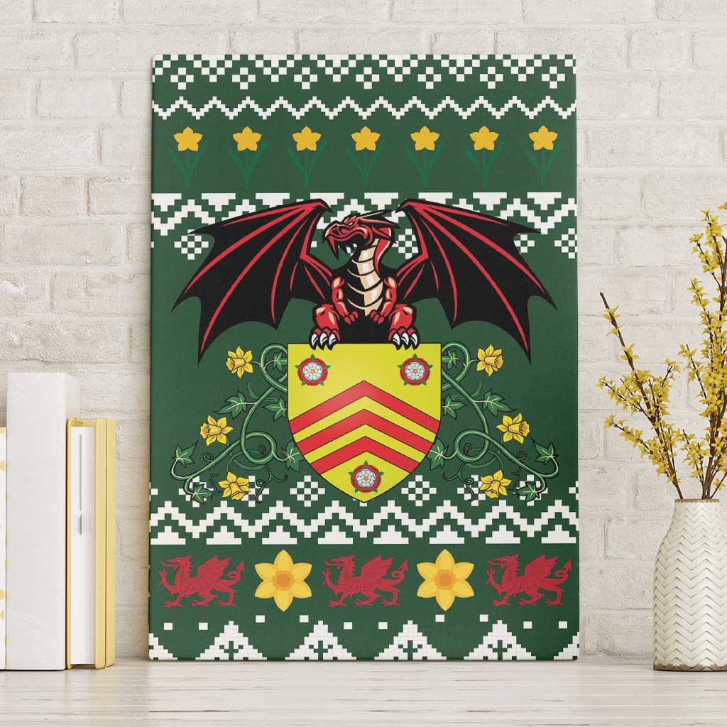 Glamorgan Wales Christmas Canvas Wall Art Cymru Dragon And Daffodil - Wonder Print Shop