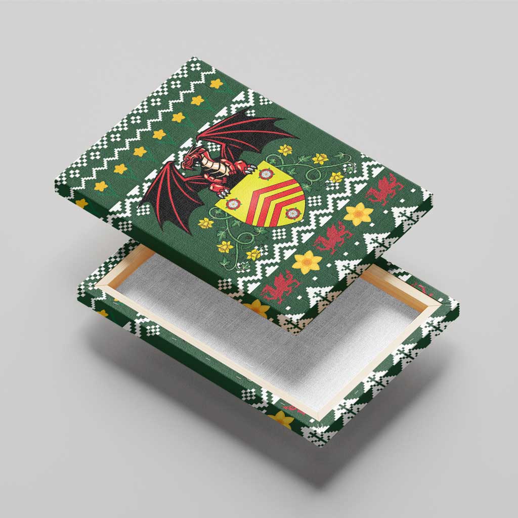 Glamorgan Wales Christmas Canvas Wall Art Cymru Dragon And Daffodil - Wonder Print Shop