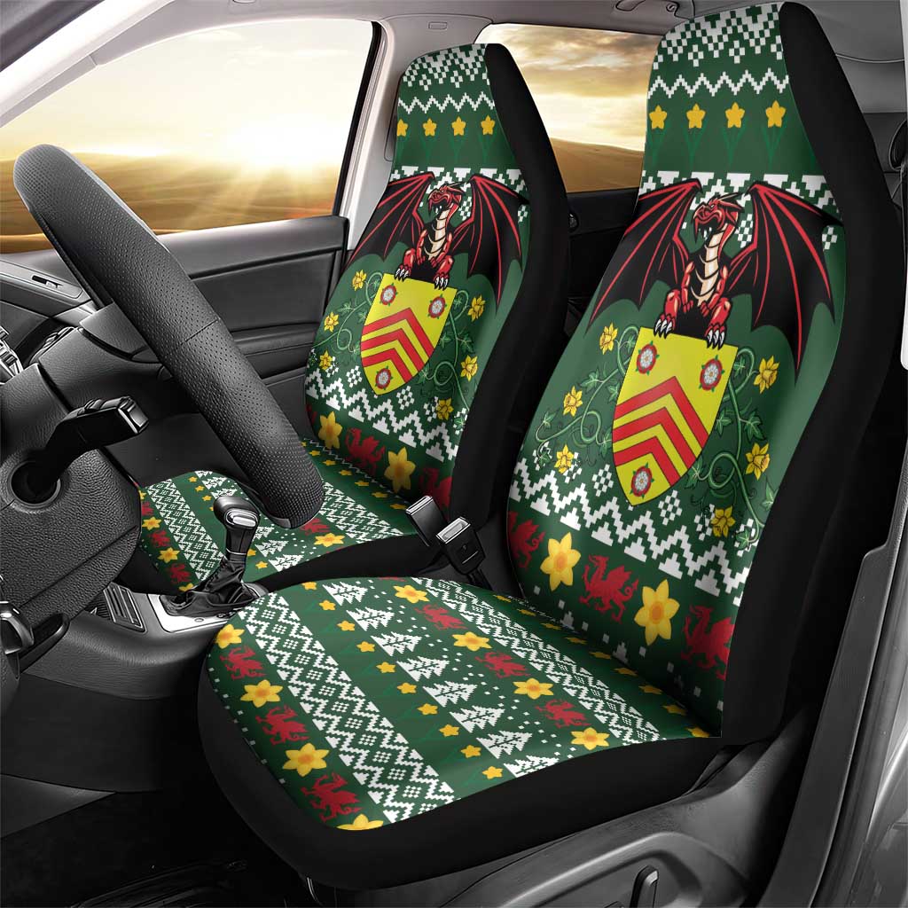 Glamorgan Wales Christmas Car Seat Cover Cymru Dragon And Daffodil - Wonder Print Shop