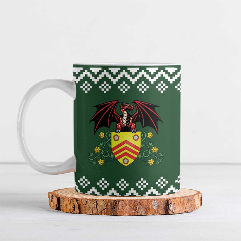 Glamorgan Wales Christmas Ceramic Mug Cymru Dragon And Daffodil - Wonder Print Shop