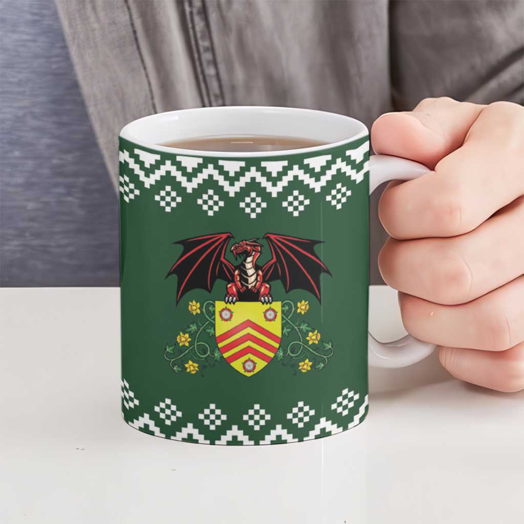 Glamorgan Wales Christmas Ceramic Mug Cymru Dragon And Daffodil - Wonder Print Shop