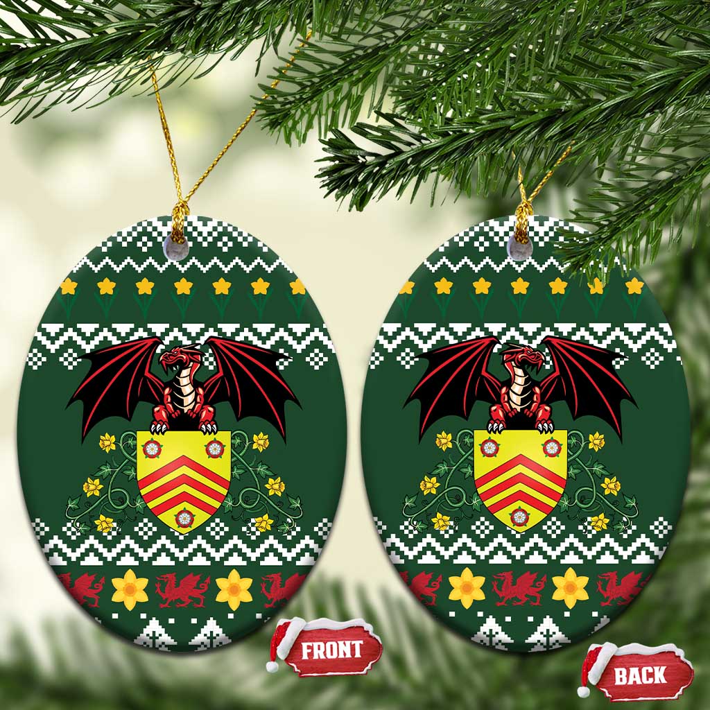 Glamorgan Wales Christmas Ceramic Ornament Cymru Dragon And Daffodil - Wonder Print Shop