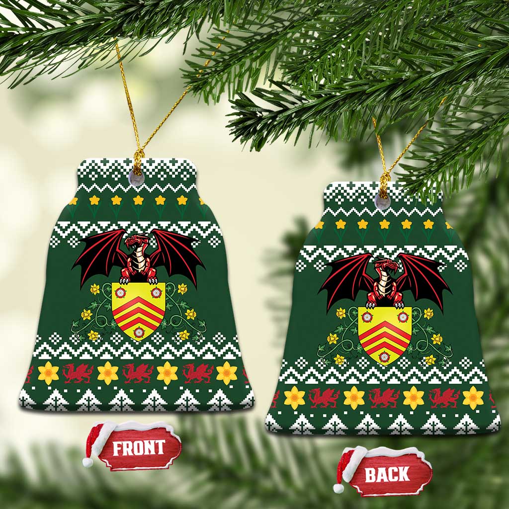 Glamorgan Wales Christmas Ceramic Ornament Cymru Dragon And Daffodil - Wonder Print Shop