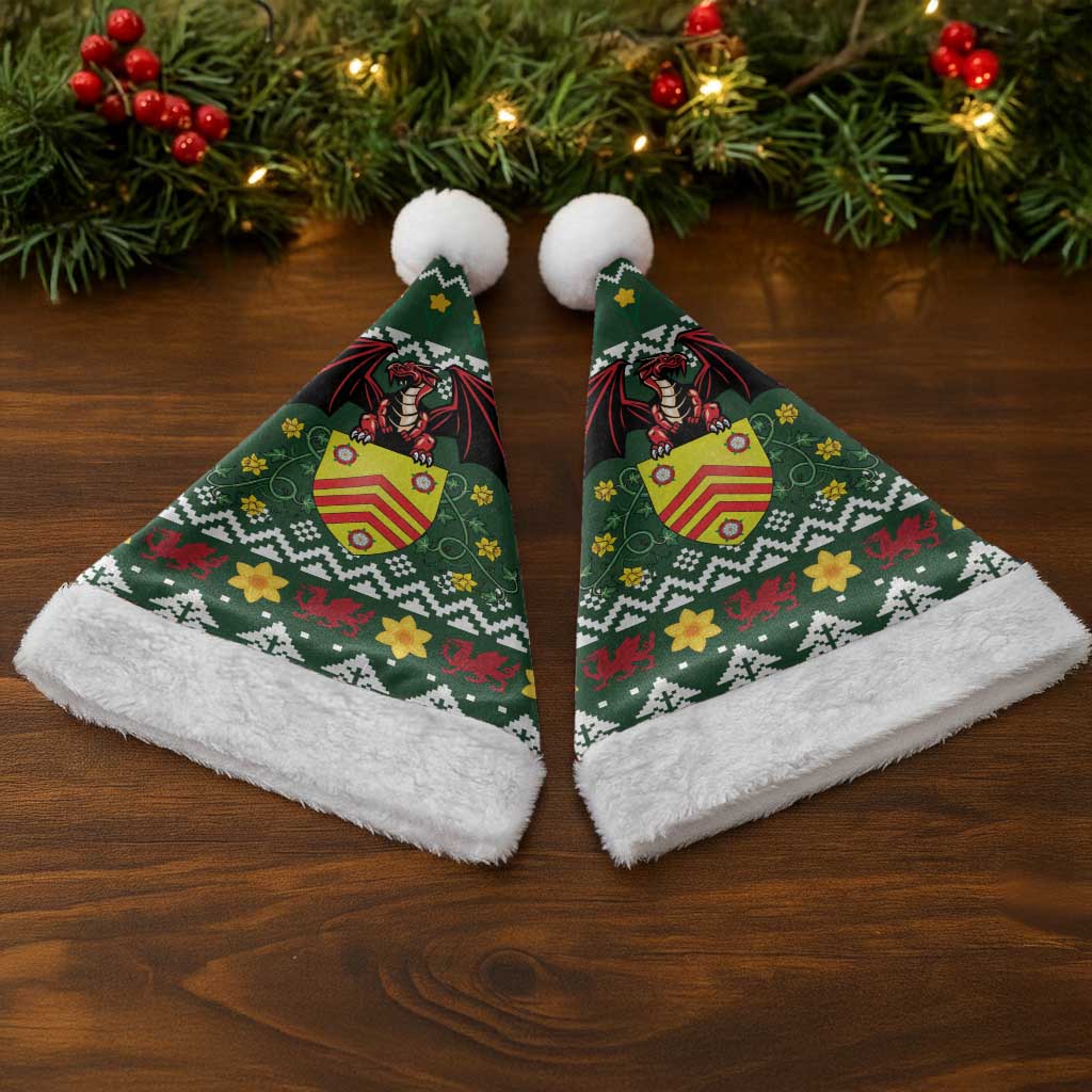 Glamorgan Wales Christmas Santa Hat Cymru Dragon And Daffodil - Wonder Print Shop