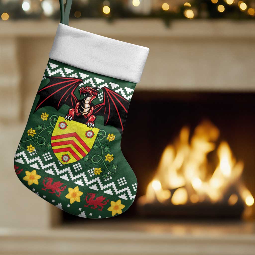 Glamorgan Wales Christmas Stocking Cymru Dragon And Daffodil - Wonder Print Shop