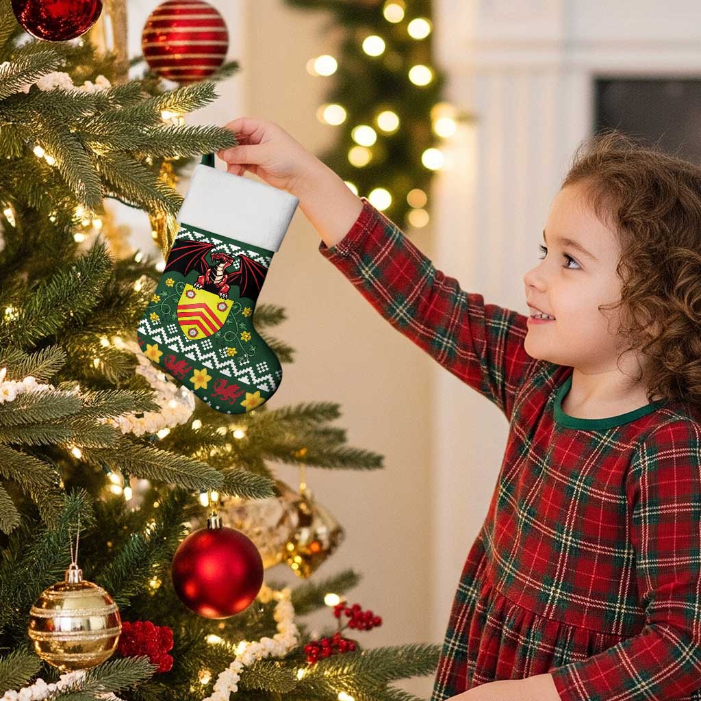 Glamorgan Wales Christmas Stocking Cymru Dragon And Daffodil - Wonder Print Shop