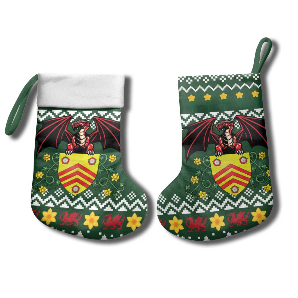 Glamorgan Wales Christmas Stocking Cymru Dragon And Daffodil - Wonder Print Shop