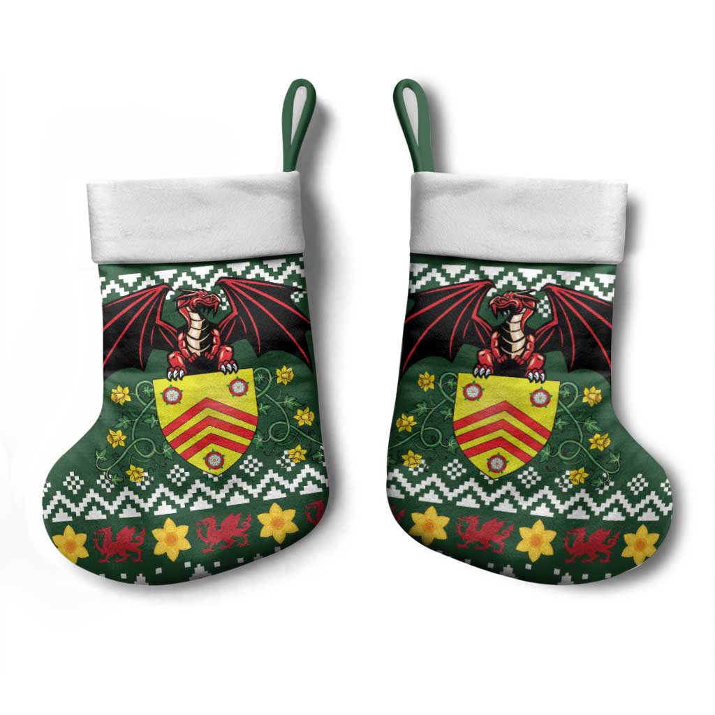 Glamorgan Wales Christmas Stocking Cymru Dragon And Daffodil - Wonder Print Shop