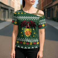 Glamorgan Wales Christmas Cross Shoulder Shirt Cymru Dragon And Daffodil - Wonder Print Shop