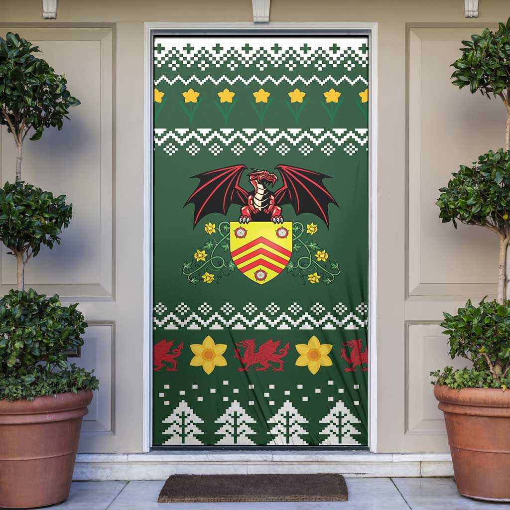 Glamorgan Wales Christmas Door Cover Cymru Dragon And Daffodil - Wonder Print Shop