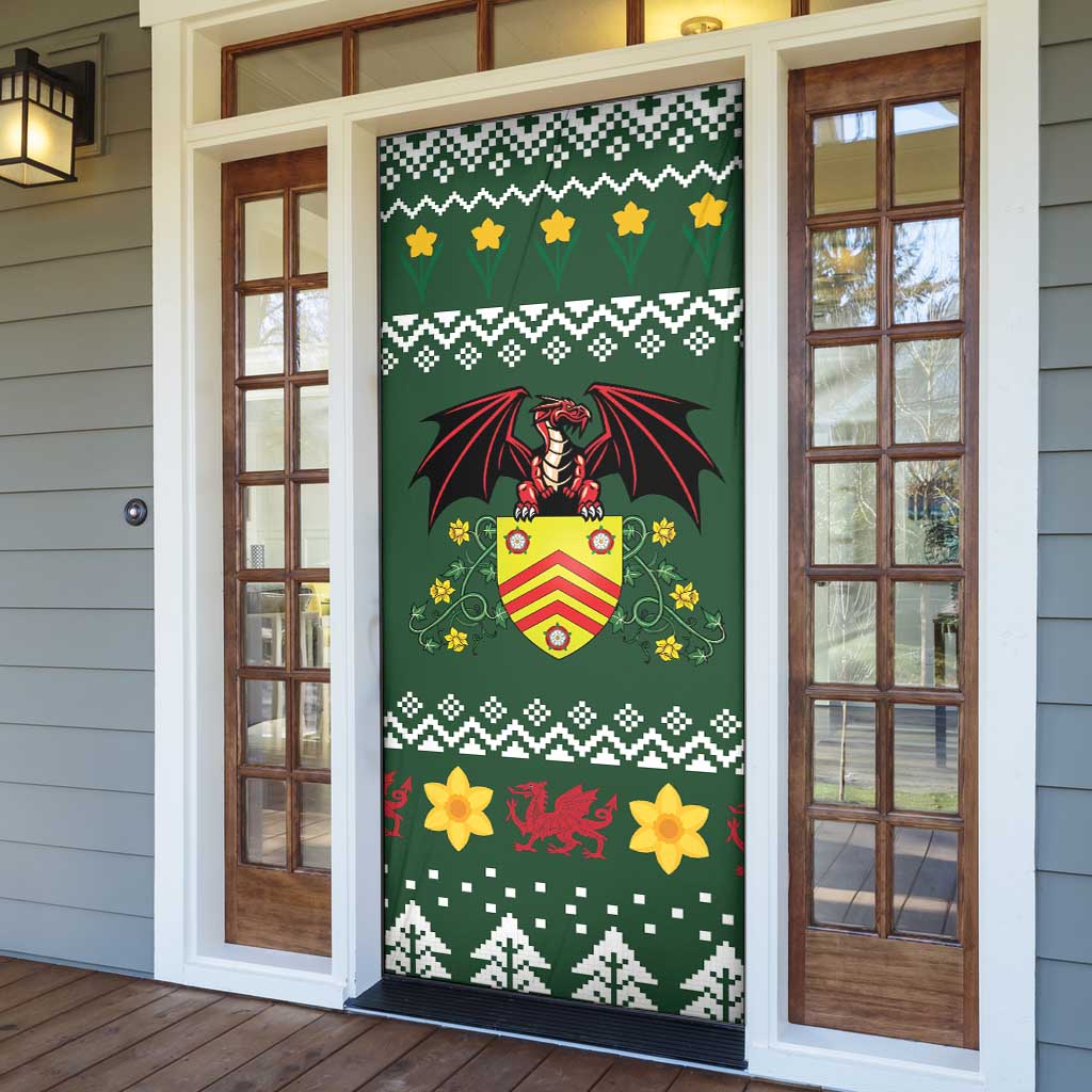 Glamorgan Wales Christmas Door Cover Cymru Dragon And Daffodil - Wonder Print Shop