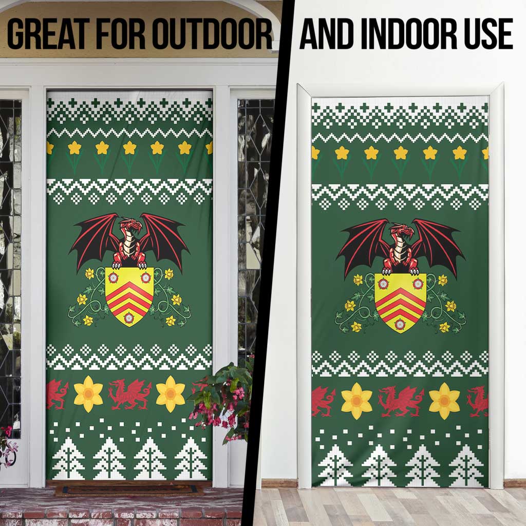 Glamorgan Wales Christmas Door Cover Cymru Dragon And Daffodil - Wonder Print Shop