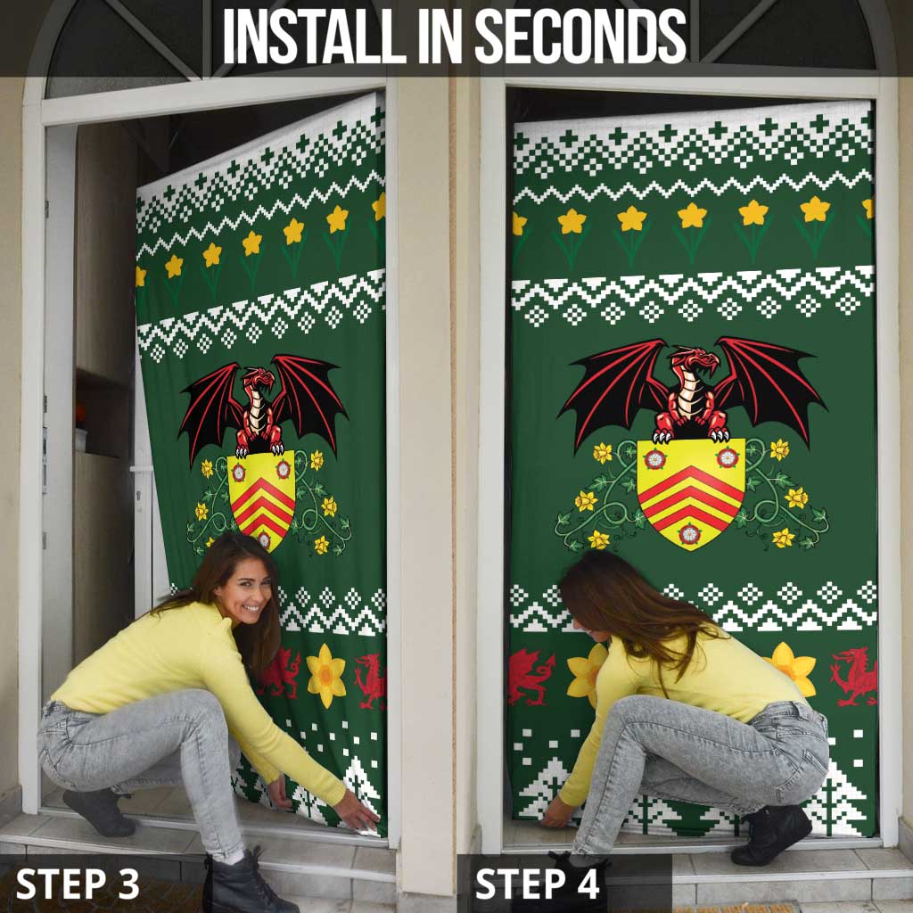 Glamorgan Wales Christmas Door Cover Cymru Dragon And Daffodil - Wonder Print Shop