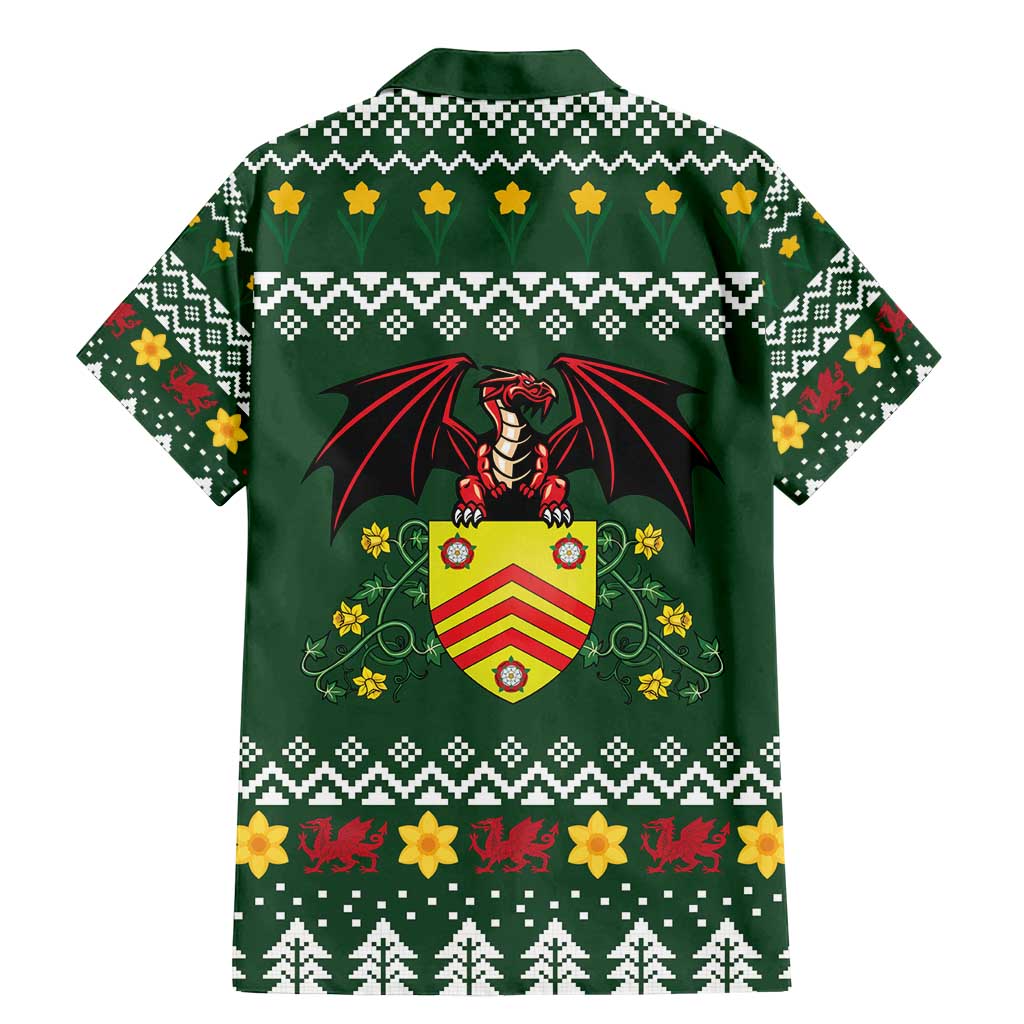 Glamorgan Wales Christmas Family Matching Mermaid Dress and Hawaiian Shirt Cymru Dragon And Daffodil - Wonder Print Shop