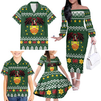 Glamorgan Wales Christmas Family Matching Off The Shoulder Long Sleeve Dress and Hawaiian Shirt Cymru Dragon And Daffodil - Wonder Print Shop