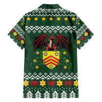 Glamorgan Wales Christmas Family Matching Off The Shoulder Long Sleeve Dress and Hawaiian Shirt Cymru Dragon And Daffodil - Wonder Print Shop