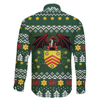 Glamorgan Wales Christmas Family Matching Off The Shoulder Long Sleeve Dress and Hawaiian Shirt Cymru Dragon And Daffodil - Wonder Print Shop