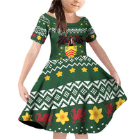 Glamorgan Wales Christmas Family Matching Off Shoulder Short Dress and Hawaiian Shirt Cymru Dragon And Daffodil - Wonder Print Shop