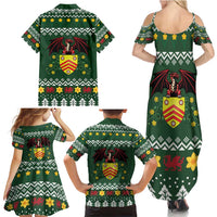 Glamorgan Wales Christmas Family Matching Summer Maxi Dress and Hawaiian Shirt Cymru Dragon And Daffodil - Wonder Print Shop