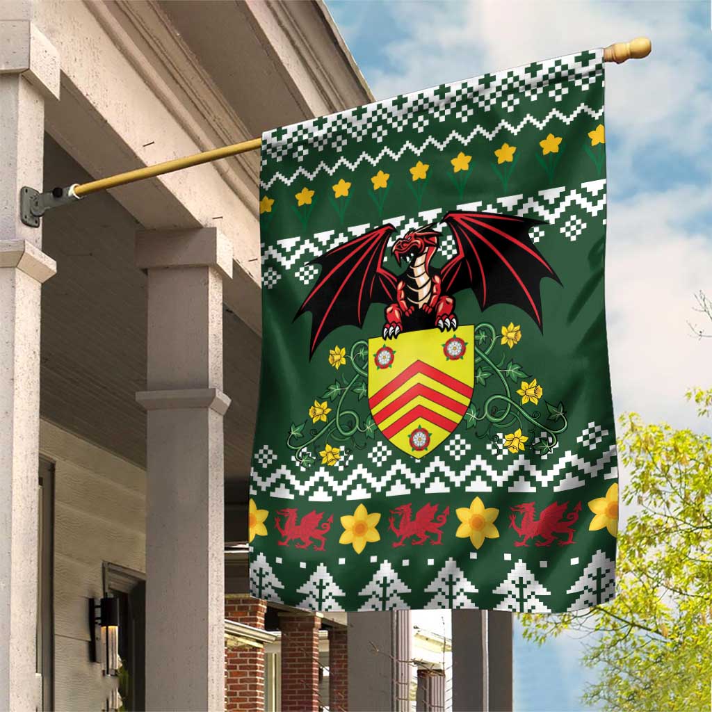 Glamorgan Wales Christmas Garden Flag Cymru Dragon And Daffodil - Wonder Print Shop