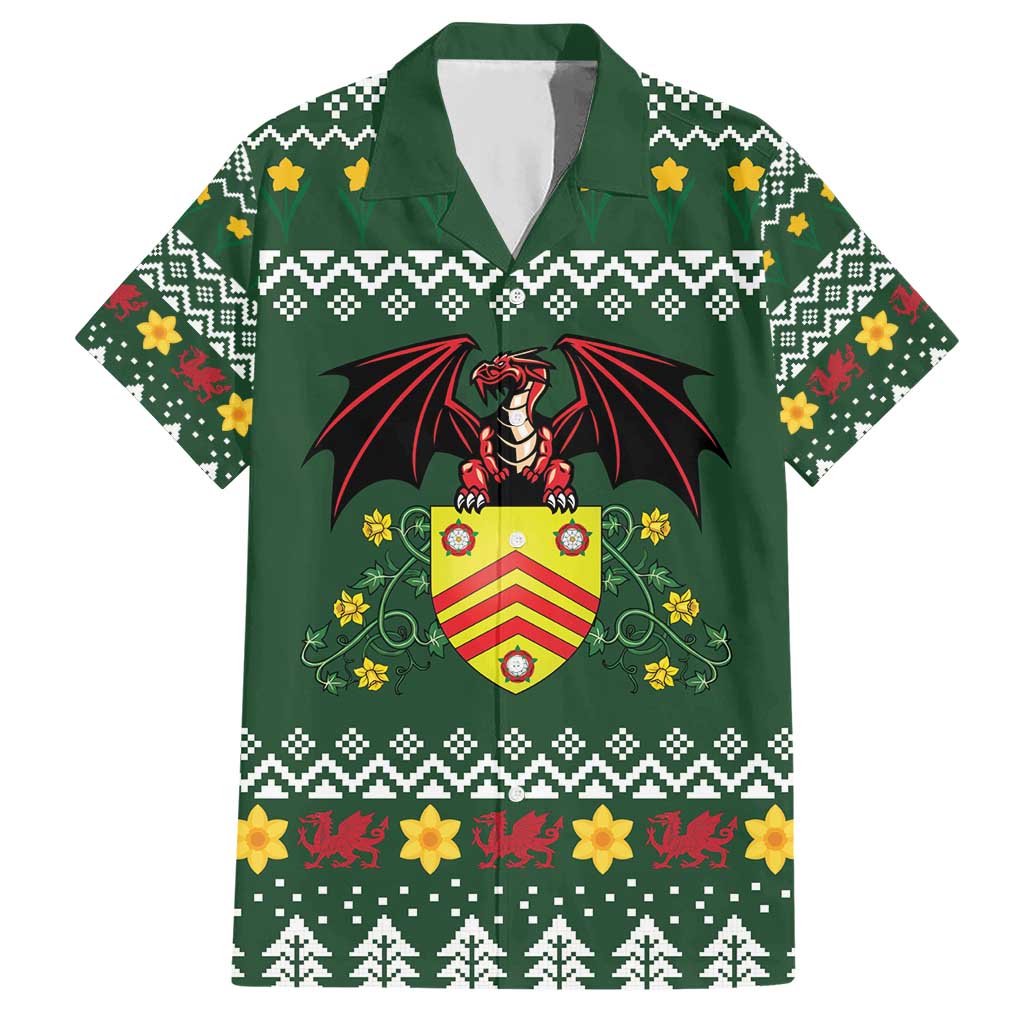 Glamorgan Wales Christmas Hawaiian Shirt Cymru Dragon And Daffodil - Wonder Print Shop